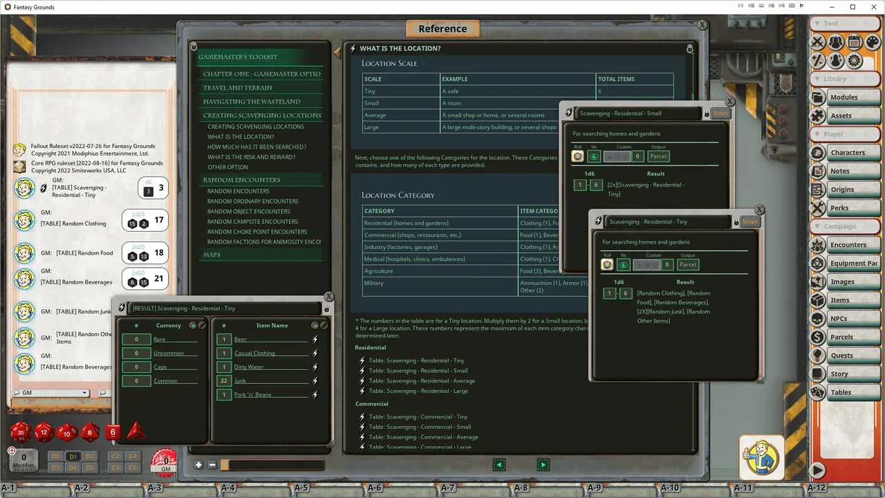 Fantasy Grounds - Fallout RPG - Gamemaster's Toolkit Screenshot 1