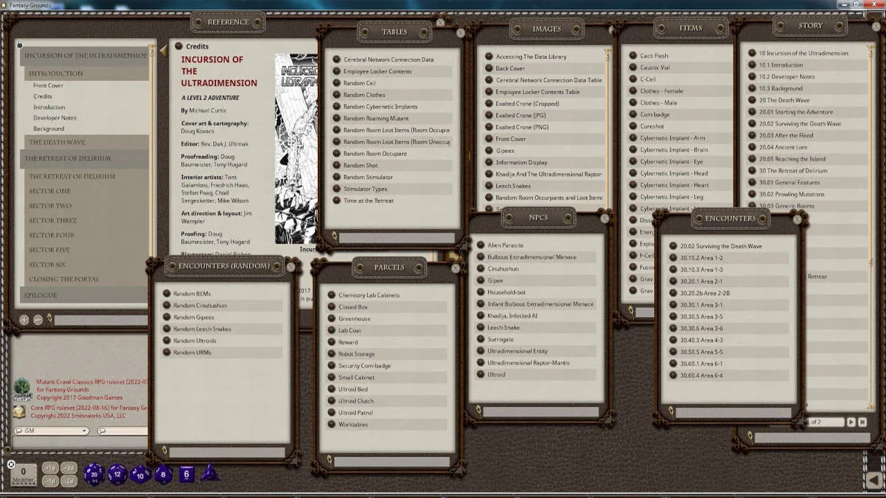 Fantasy Grounds - Mutant Crawl Classics #3: Incursion of the Ultradimension Screenshot 0