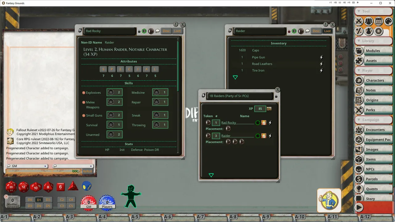 Fantasy Grounds - Fallout RPG - Once Upon a Time in the Wasteland Screenshot 1