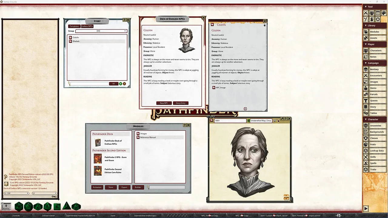 Fantasy Grounds - Pathfinder 2 RPG - Deck of Endless NPCs Screenshot 3