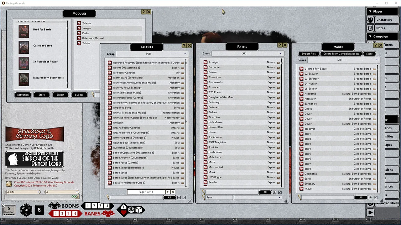 Fantasy Grounds - Shadow of the Demon Lord Paths of Shadow Bundle Screenshot 0