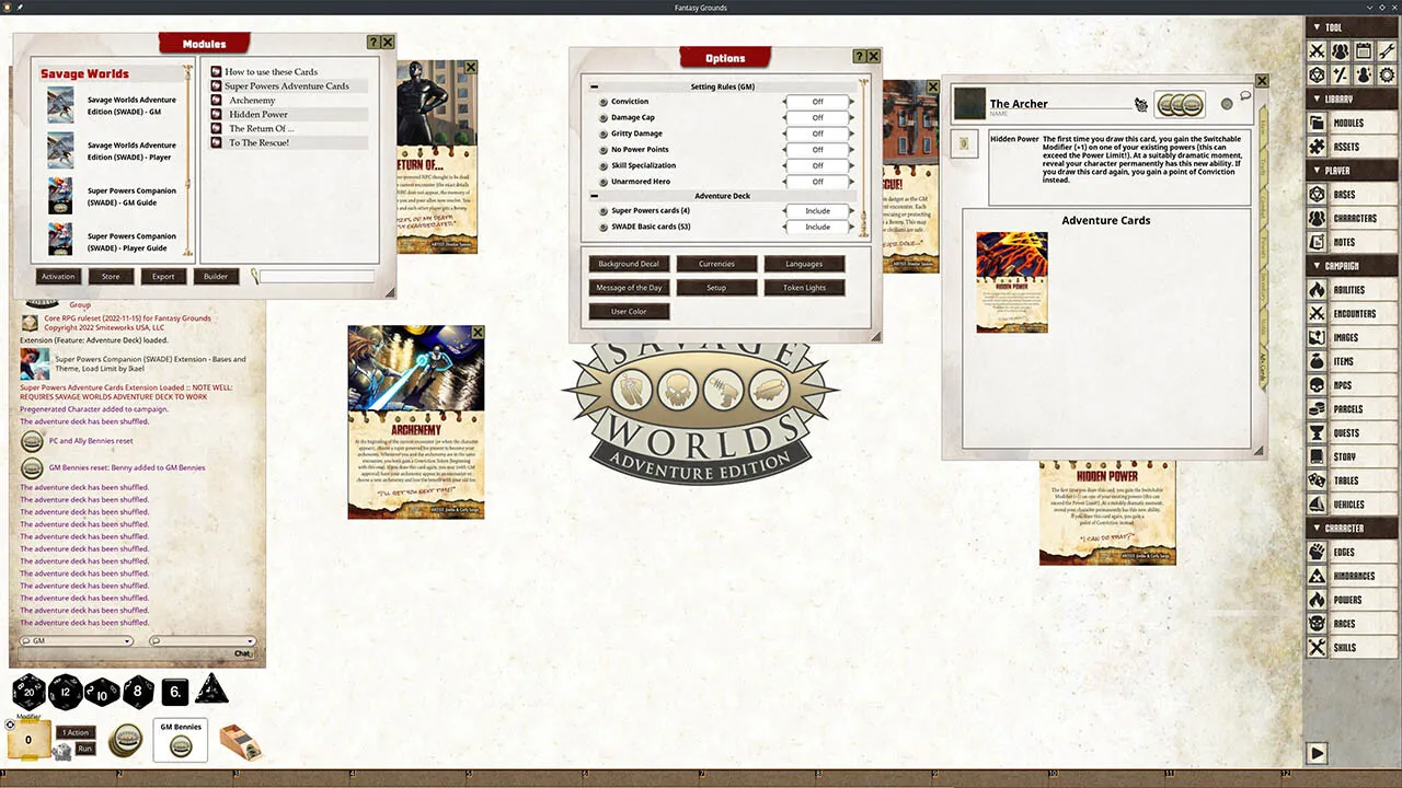 Fantasy Grounds - Supers Powers SWADE Adventure Deck Cards Screenshot 3