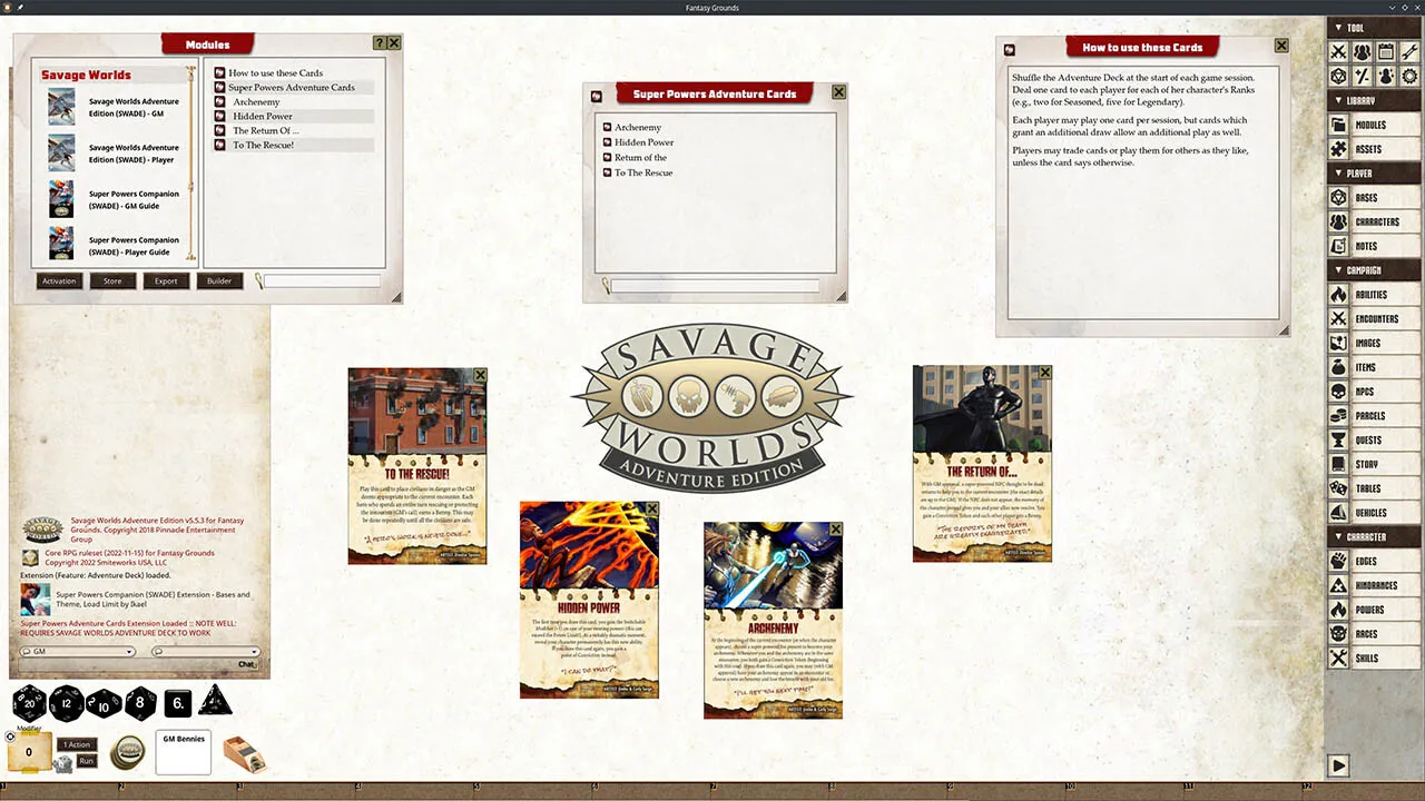 Fantasy Grounds - Supers Powers SWADE Adventure Deck Cards Screenshot 4