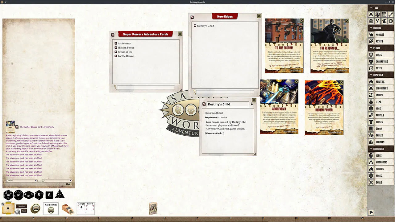 Fantasy Grounds - Supers Powers SWADE Adventure Deck Cards Screenshot 1