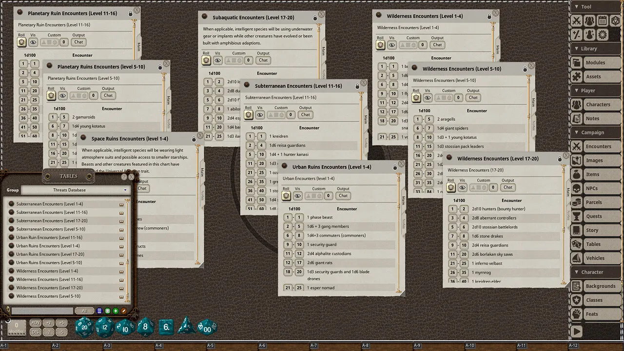 Fantasy Grounds - Esper Genesis 5E Threats Database Screenshot 4