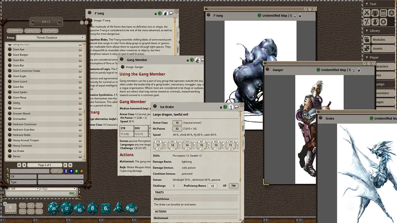 Fantasy Grounds - Esper Genesis 5E Threats Database Screenshot 1