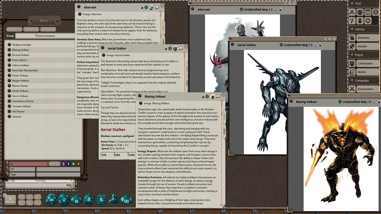 Fantasy Grounds - Esper Genesis 5E Threats Database Screenshot 2