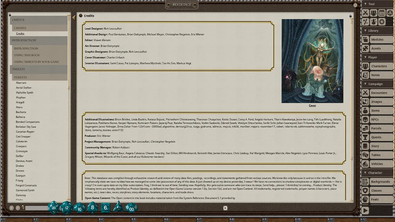 Fantasy Grounds - Esper Genesis 5E Threats Database Screenshot 0