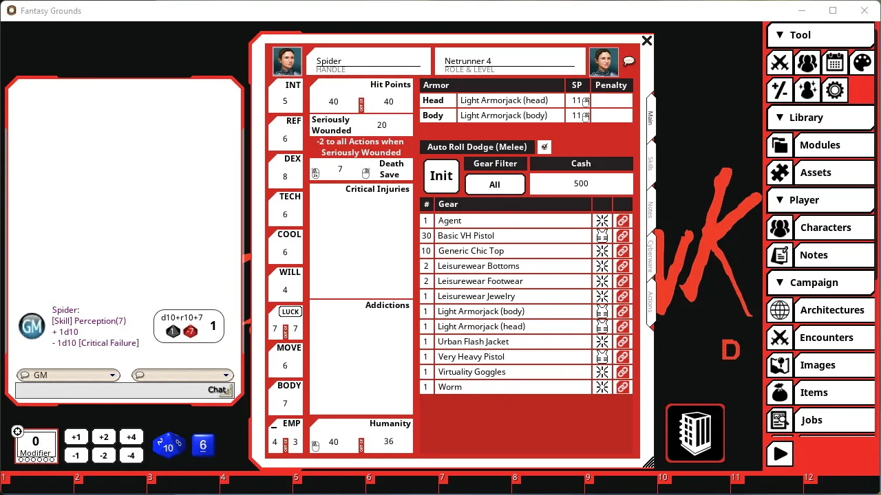 Fantasy Grounds - Cyberpunk Red: Core Rulebook Screenshot 2