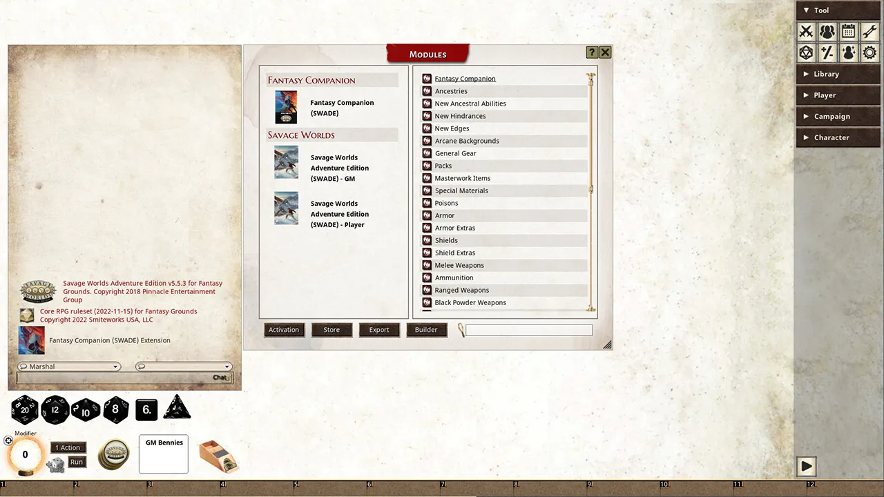 Fantasy Grounds - Fantasy Companion (SWADE) Screenshot 5