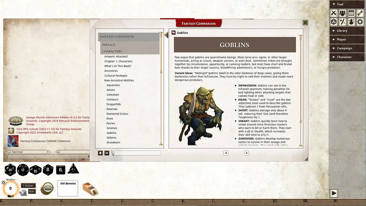 Fantasy Grounds - Fantasy Companion (SWADE) Screenshot 4