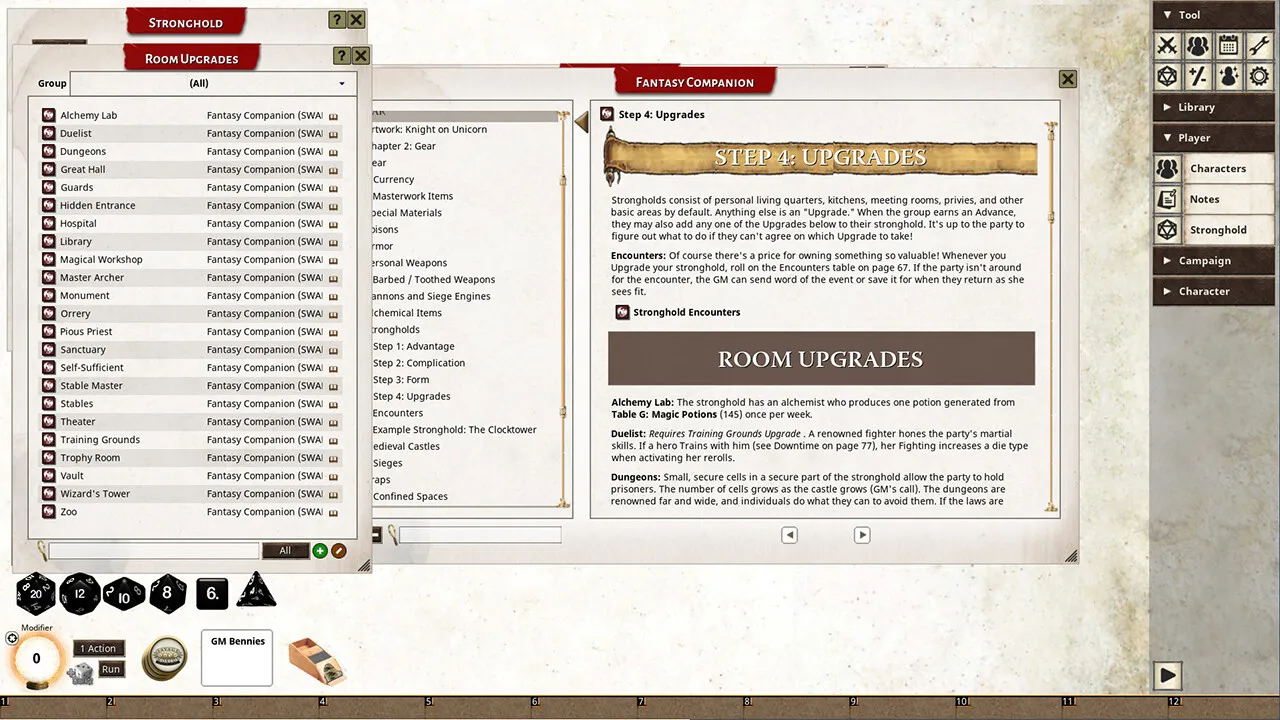 Fantasy Grounds - Fantasy Companion (SWADE) Screenshot 2