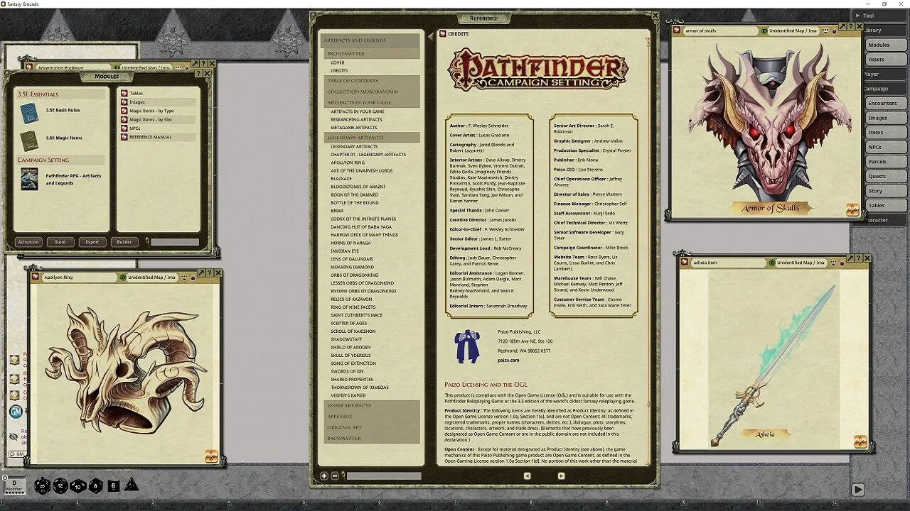 Fantasy Grounds - Pathfinder RPG - Campaign Setting: Artifacts & Legends Screenshot 1