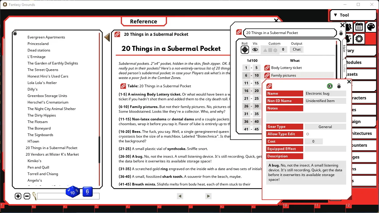 Fantasy Grounds - Cyberpunk RED Data Pack Screenshot 1