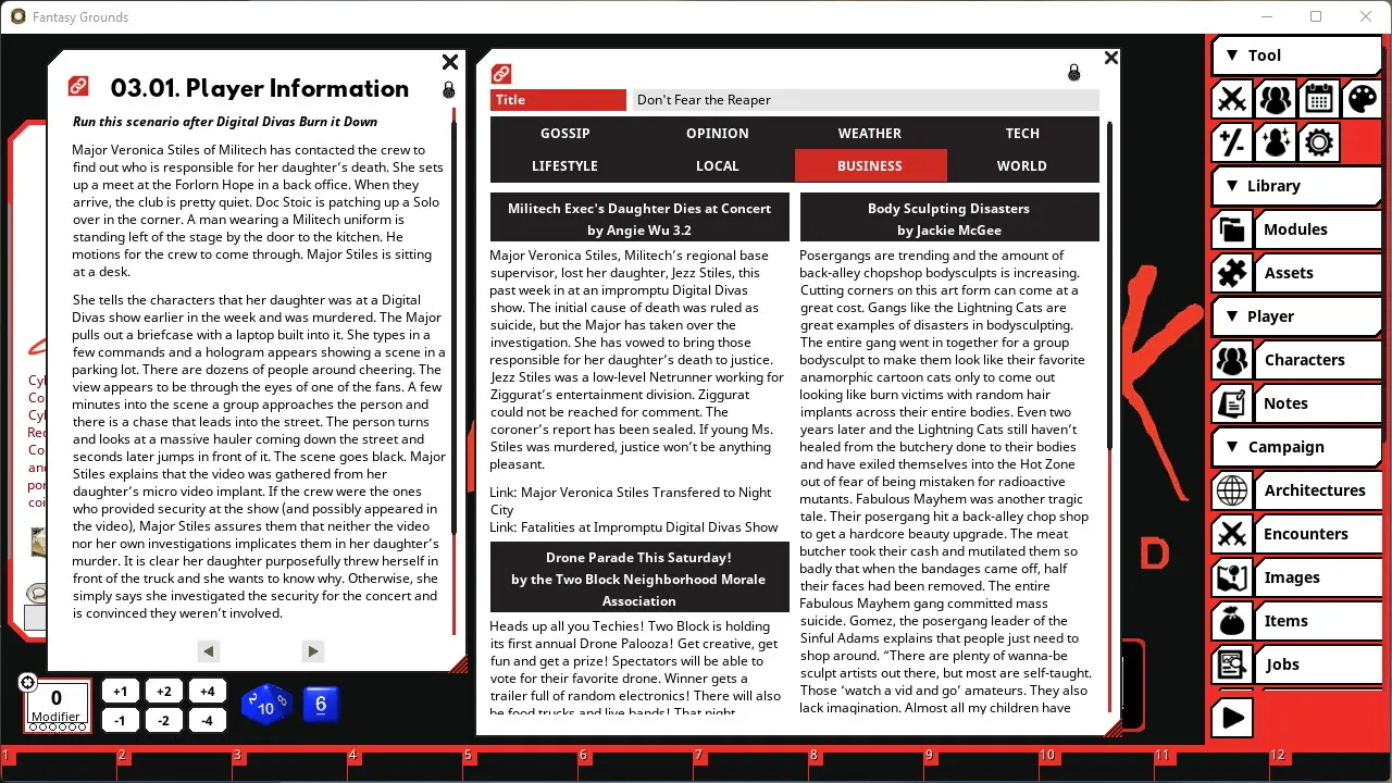 Fantasy Grounds - Cyberpunk RED Data Pack Screenshot 3