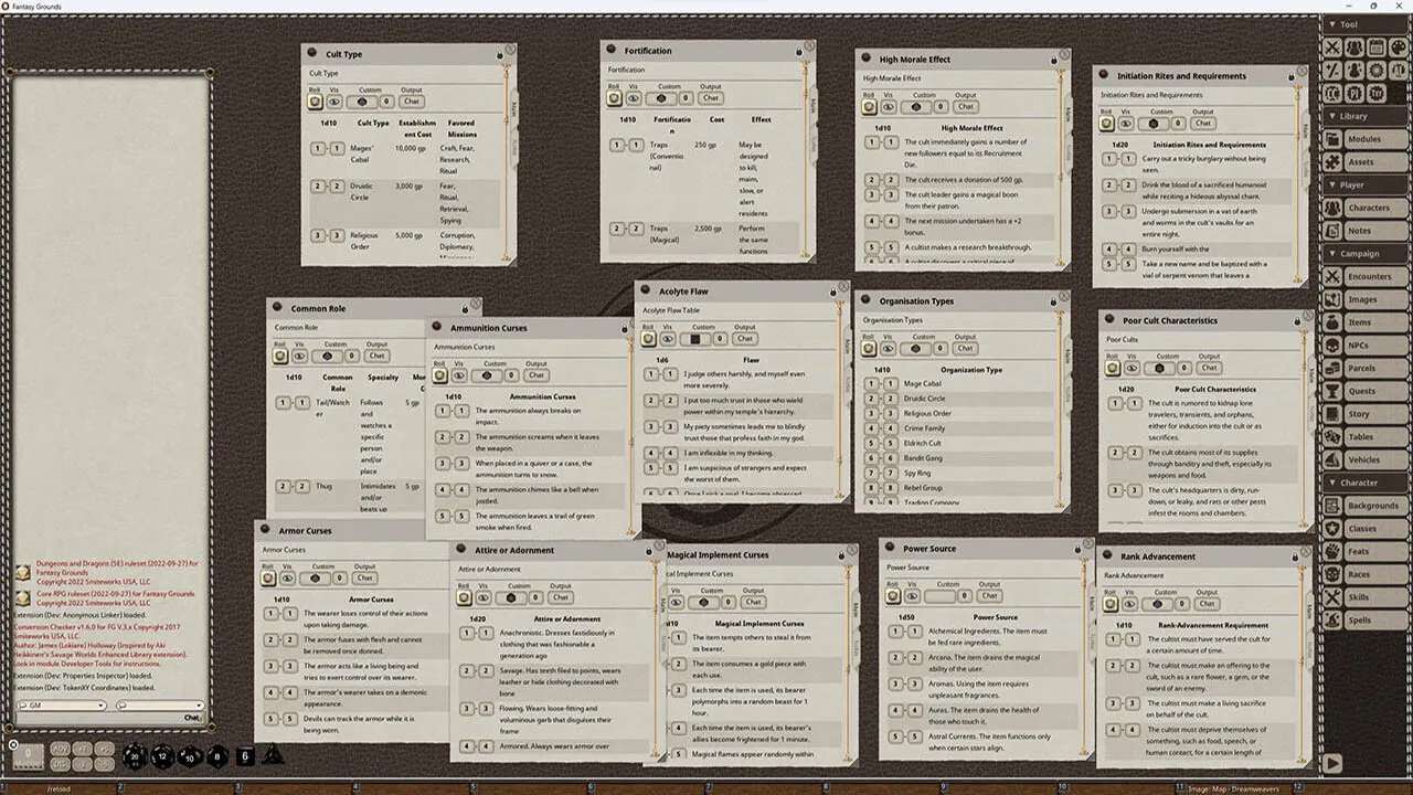 Fantasy Grounds - Remarkable Cults & Their Followers Screenshot 1