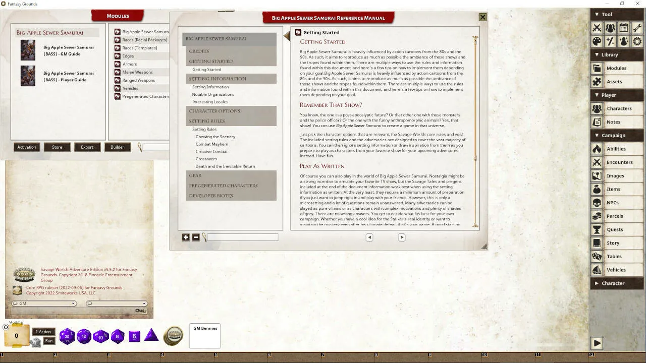 Fantasy Grounds - Big Apple Sewer Samurai Screenshot 4