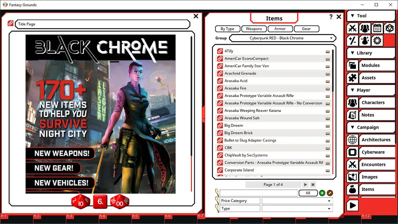 Fantasy Grounds - Cyberpunk Red Black Chrome Screenshot 4