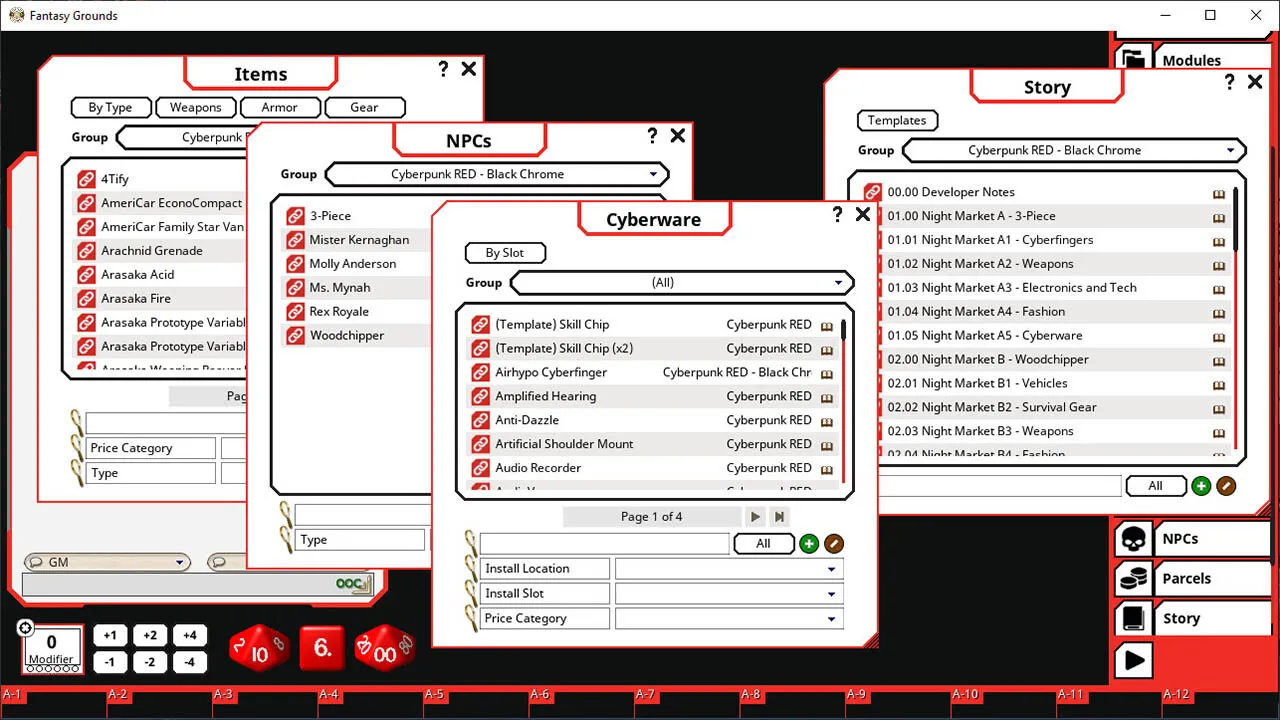Fantasy Grounds - Cyberpunk Red Black Chrome Screenshot 1