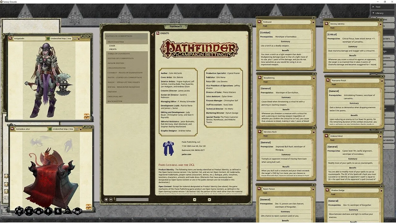 Fantasy Grounds - Pathfinder RPG - Pathfinder Player Companion: Faiths of Corruption Screenshot 3