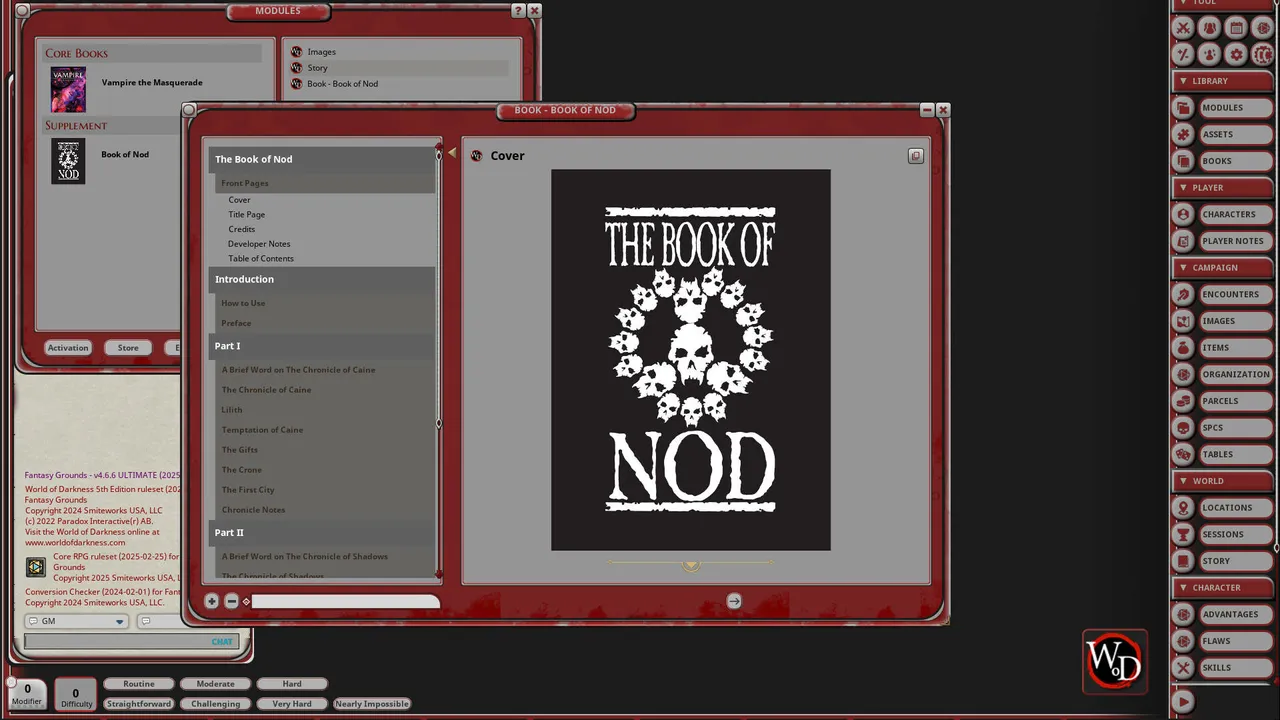 Fantasy Grounds - Vampire: The Masquerade 5th Edition The Book of Nod Screenshot 1