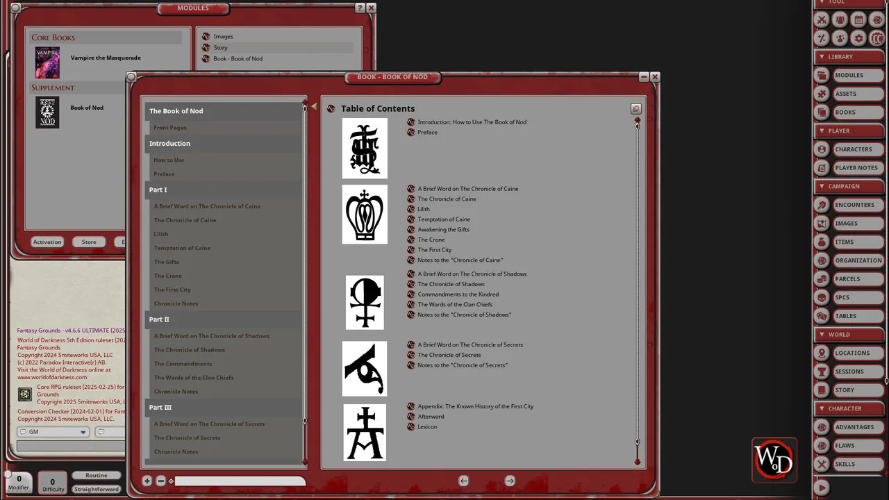 Fantasy Grounds - Vampire: The Masquerade 5th Edition The Book of Nod Screenshot 0