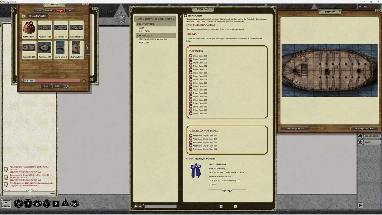 Fantasy Grounds - Pathfinder RPG - GameMastery Map Pack: Ship's Cabin Screenshot 1