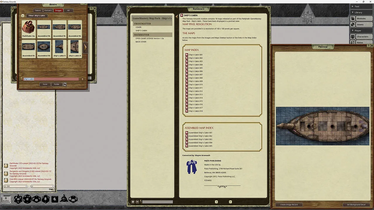 Fantasy Grounds - Pathfinder RPG - GameMastery Map Pack: Ship's Cabin Screenshot 3