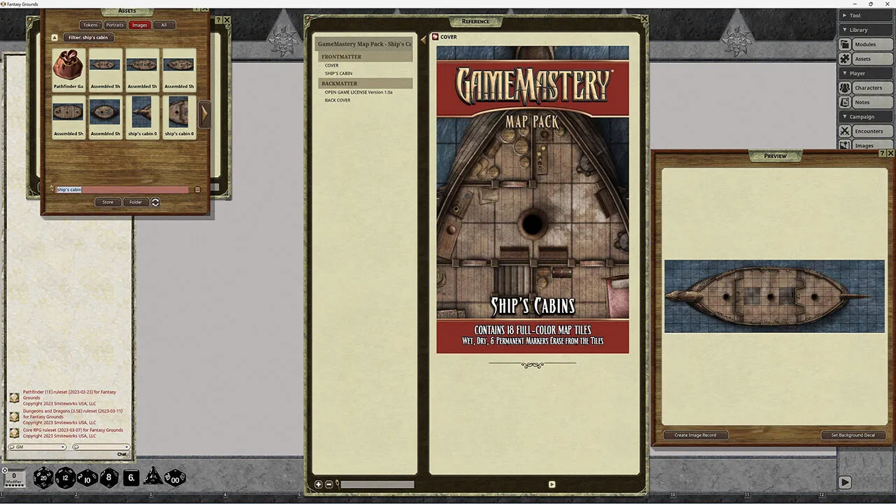 Fantasy Grounds - Pathfinder RPG - GameMastery Map Pack: Ship's Cabin Screenshot 4