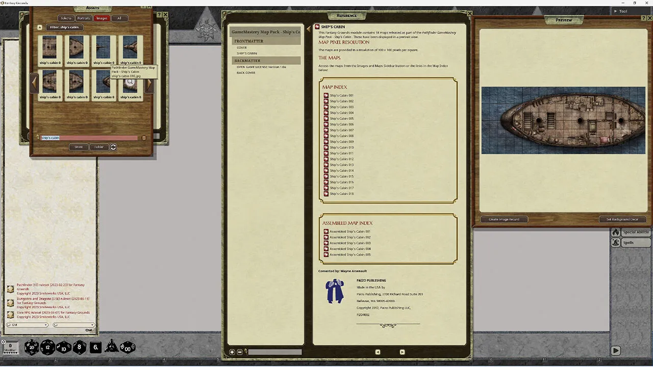 Fantasy Grounds - Pathfinder RPG - GameMastery Map Pack: Ship's Cabin Screenshot 2