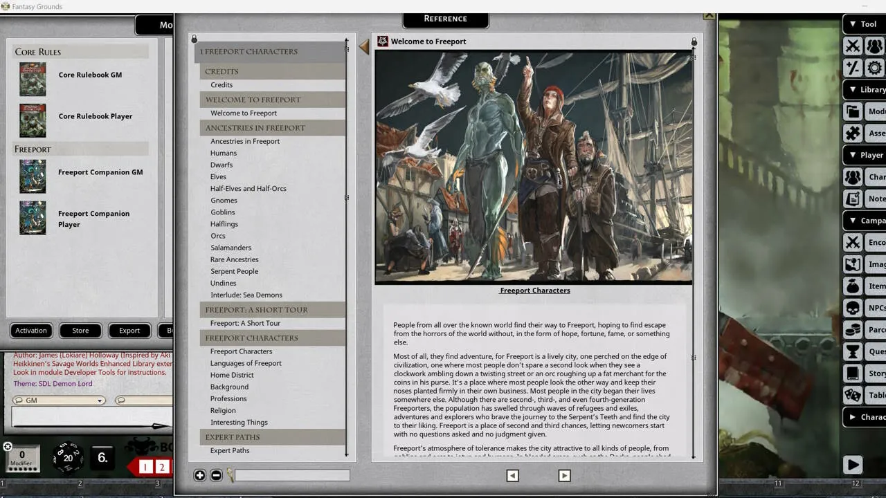 Fantasy Grounds - Shadow of the Demon Lord - Freeport Companion Screenshot 4