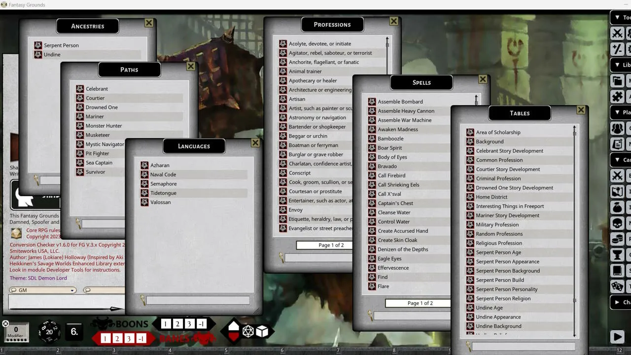 Fantasy Grounds - Shadow of the Demon Lord - Freeport Companion Screenshot 5