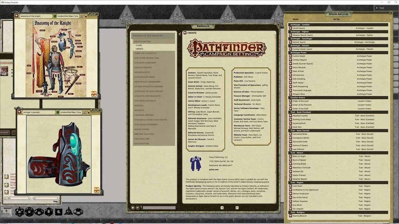 Fantasy Grounds - Pathfinder RPG - Pathfinder Player Companion: Knights of the Inner Sea Screenshot 1