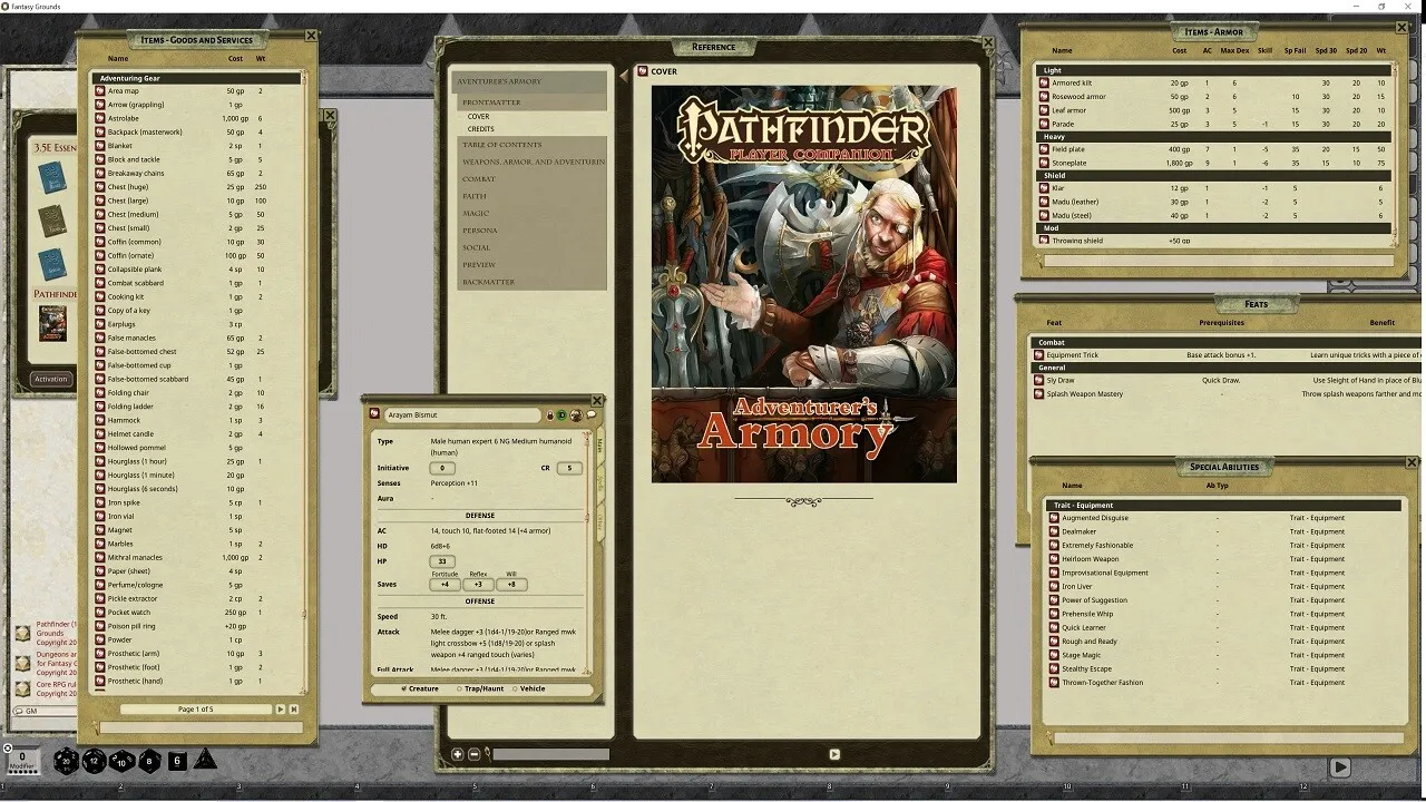Fantasy Grounds - Pathfinder RPG - Pathfinder Player Companion: Adventurers Armory Screenshot 0