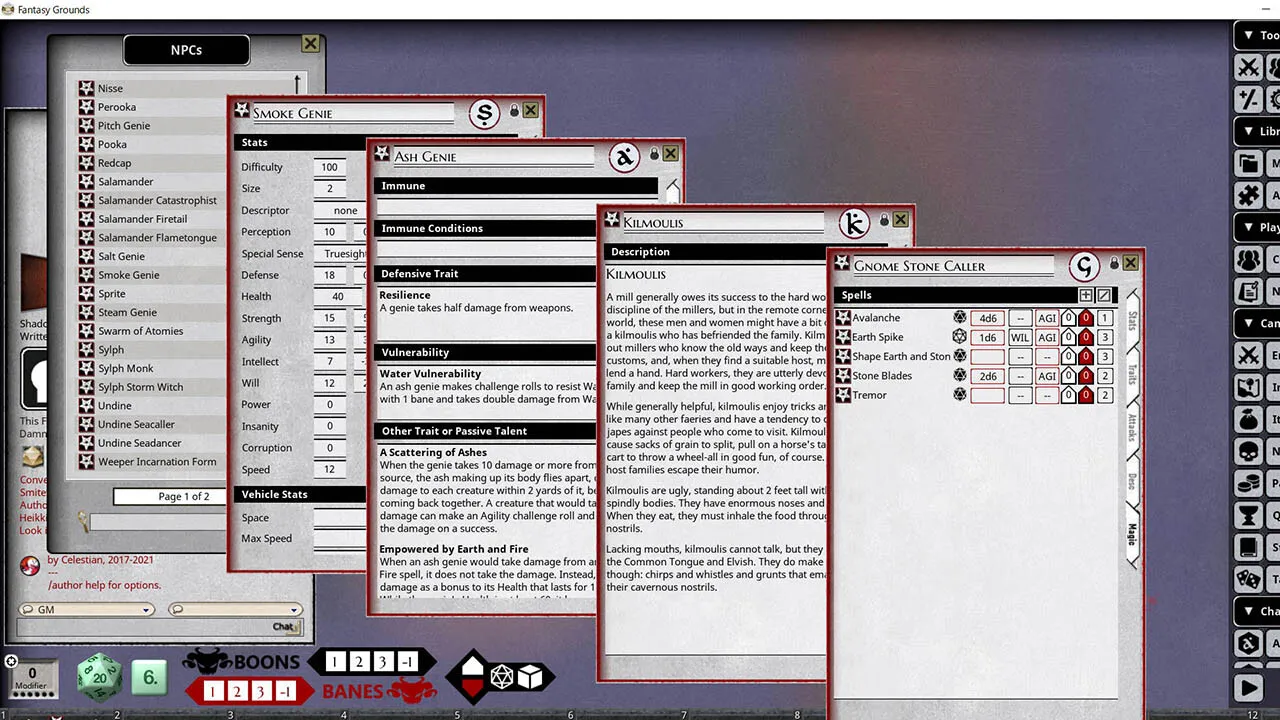 Fantasy Grounds - Shadow of the Demon Lord Monstrous Pack 3 - The Faerie and the Genie Screenshot 1