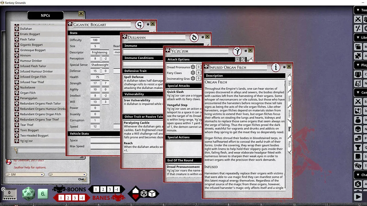 Fantasy Grounds - Shadow of the Demon Lord Monstrous Pack 4 - The Horrific Monsters Screenshot 3
