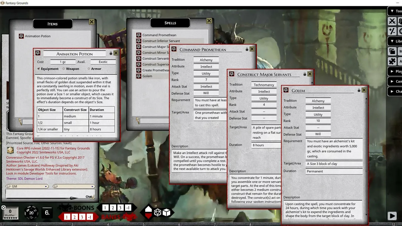 Fantasy Grounds - Shadow of the Demon Lord Monstrous Pack 5 - The Constructed Screenshot 3