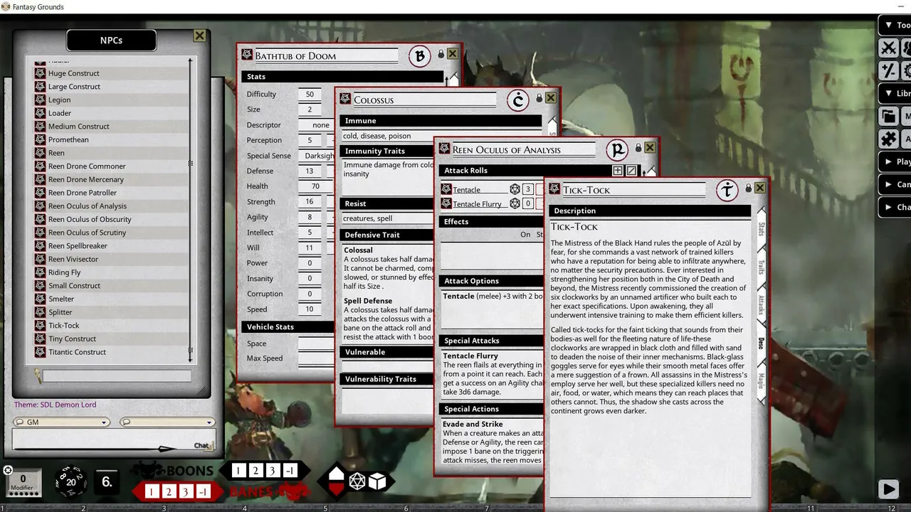 Fantasy Grounds - Shadow of the Demon Lord Monstrous Pack 5 - The Constructed Screenshot 4