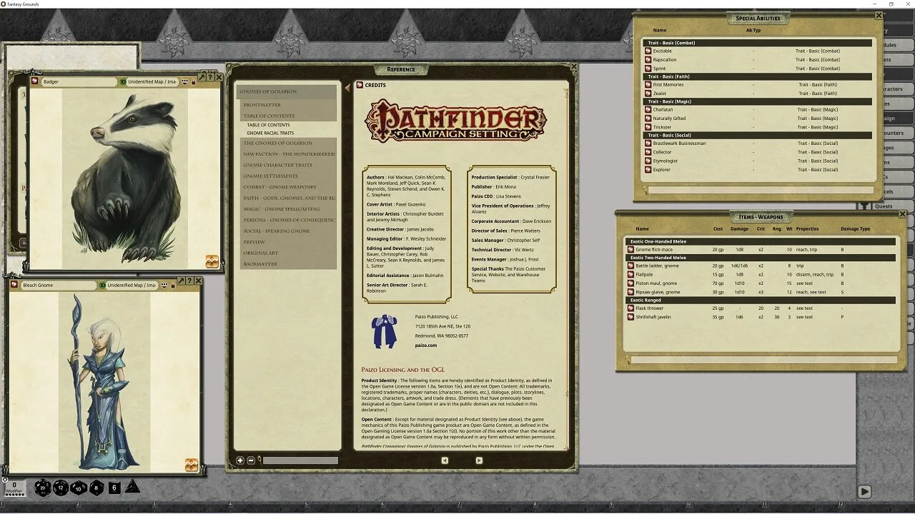 Fantasy Grounds - Pathfinder RPG - Pathfinder Player Companion: Gnomes of Golarion Screenshot 2