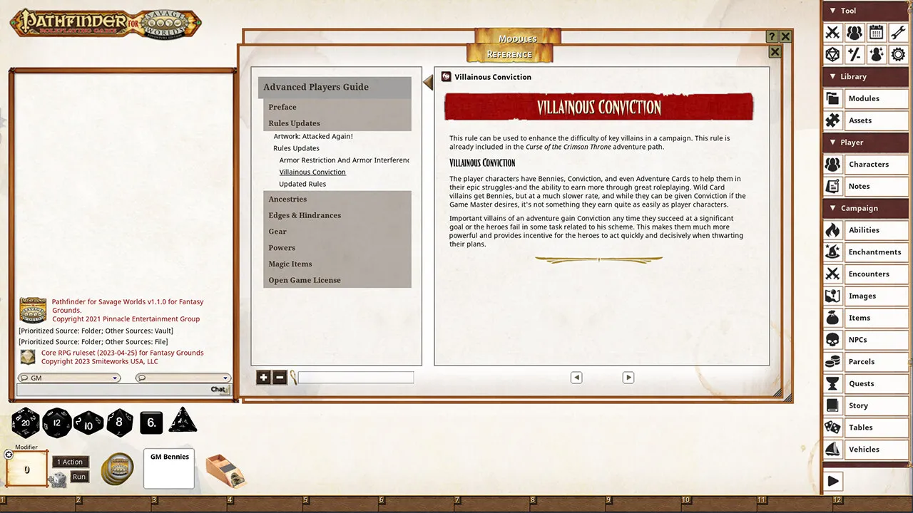 Fantasy Grounds - Pathfinder for Savage Worlds: Advanced Player's Guide Screenshot 1