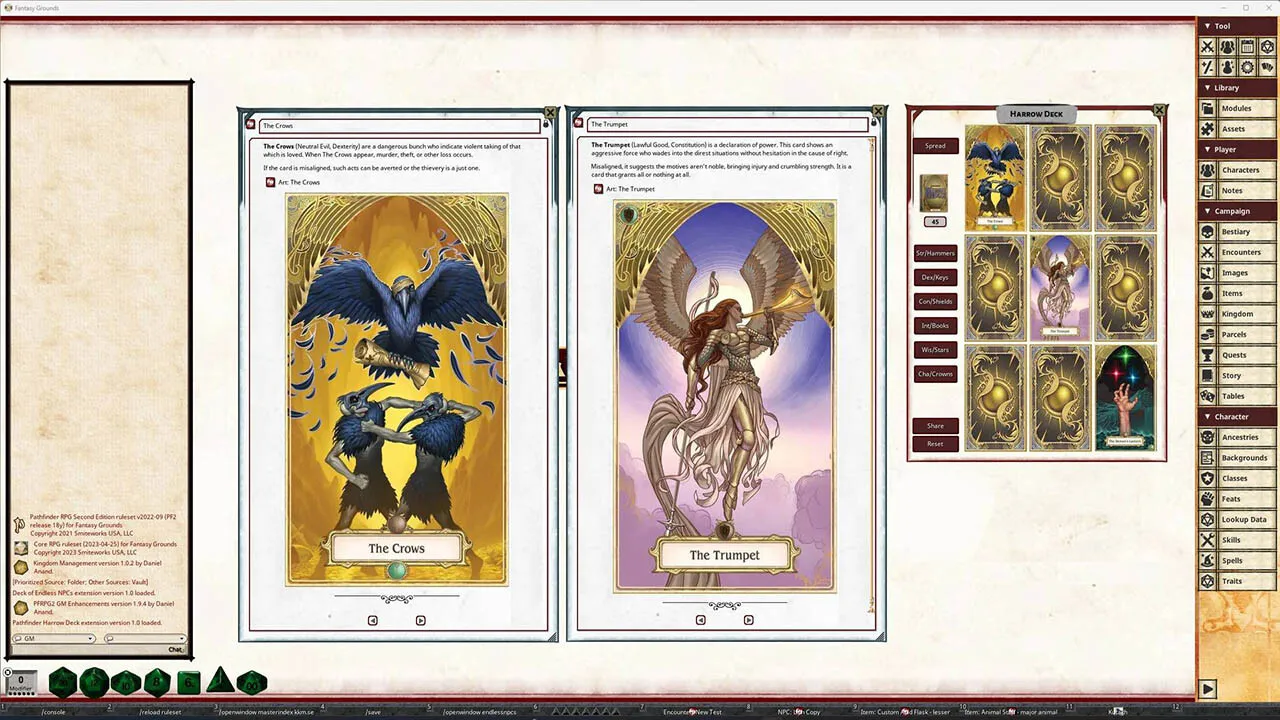 Fantasy Grounds - Pathfinder 2 RPG - Harrow Deck Screenshot 3