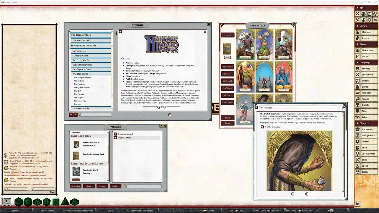 Fantasy Grounds - Pathfinder 2 RPG - Harrow Deck Screenshot 1