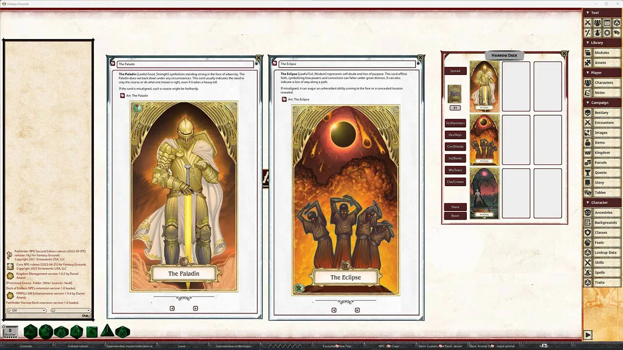 Fantasy Grounds - Pathfinder 2 RPG - Harrow Deck Screenshot 4