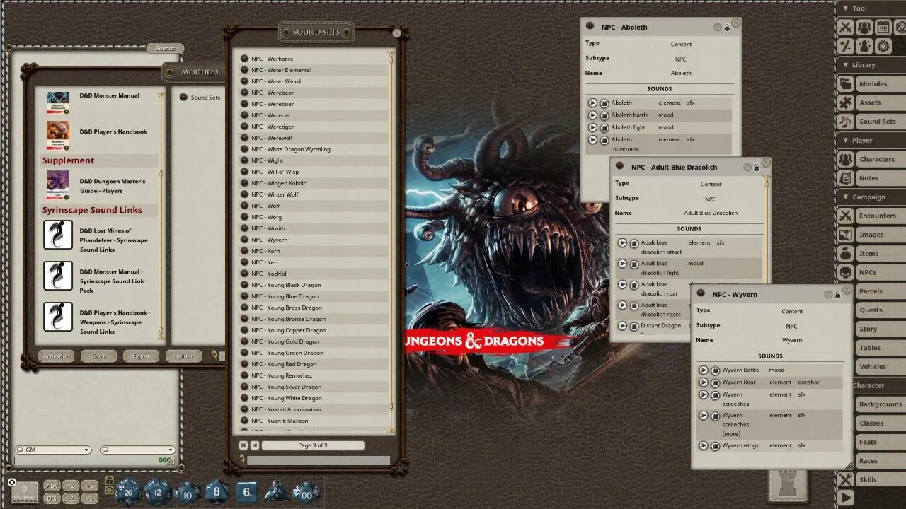 Fantasy Grounds - D&D Monster Manual - Syrinscape Sound Link Pack Screenshot 0