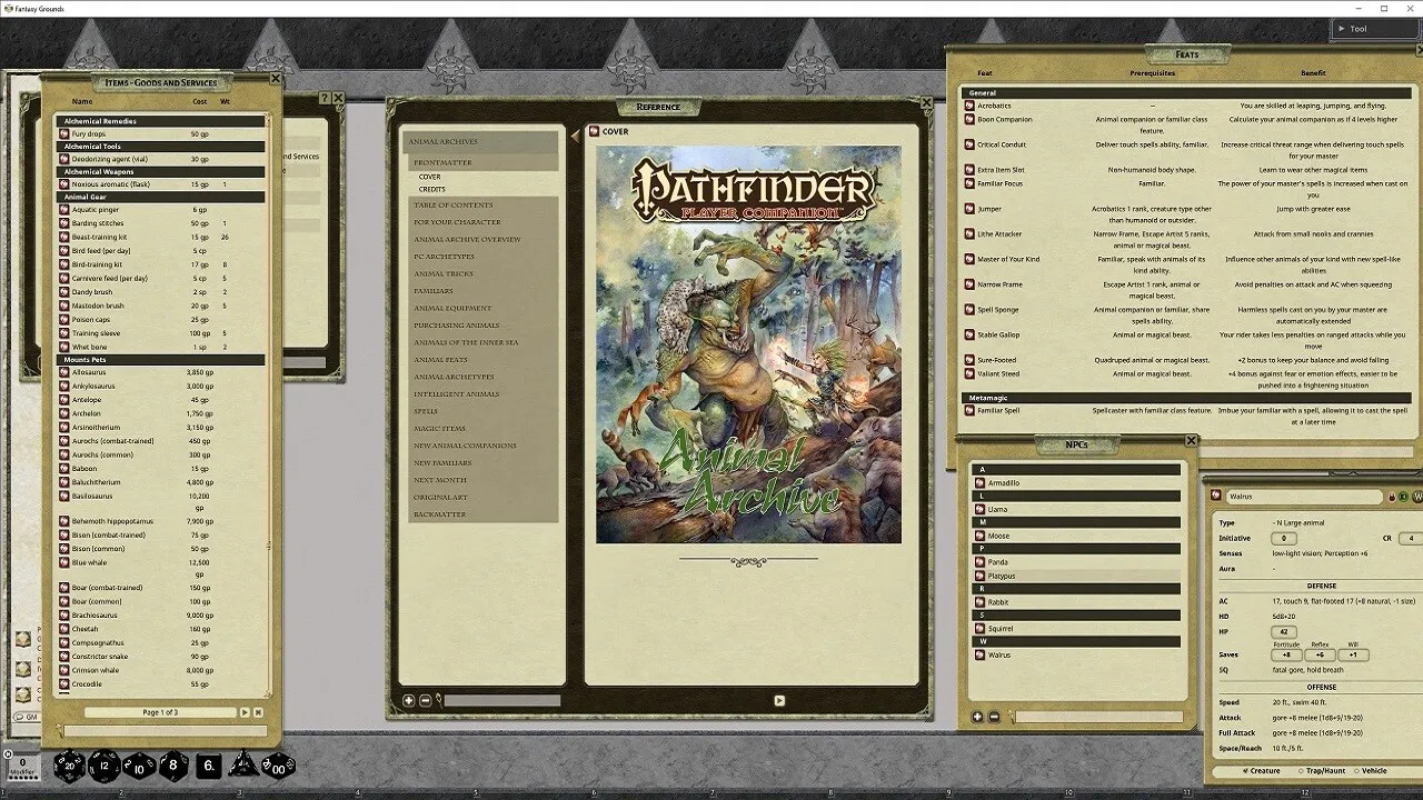 Fantasy Grounds - Pathfinder RPG - Pathfinder Companion: Animal Archive Screenshot 3