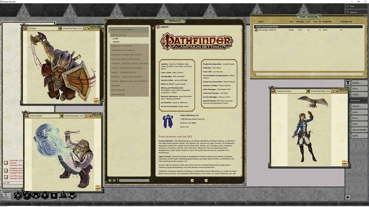 Fantasy Grounds - Pathfinder RPG - Pathfinder Companion: Dwarves of Golarion Screenshot 3