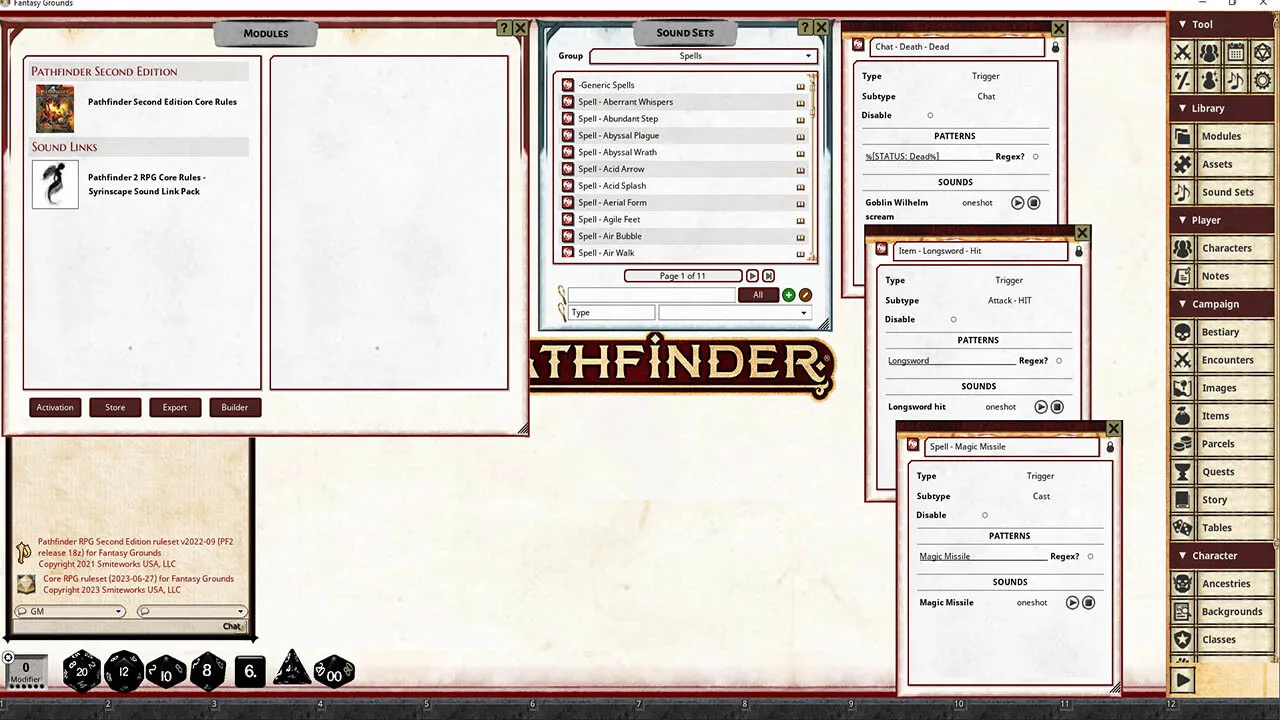 Fantasy Grounds - Pathfinder 2 RPG - Core Rules - Syrinscape Sound Link Pack Screenshot 3