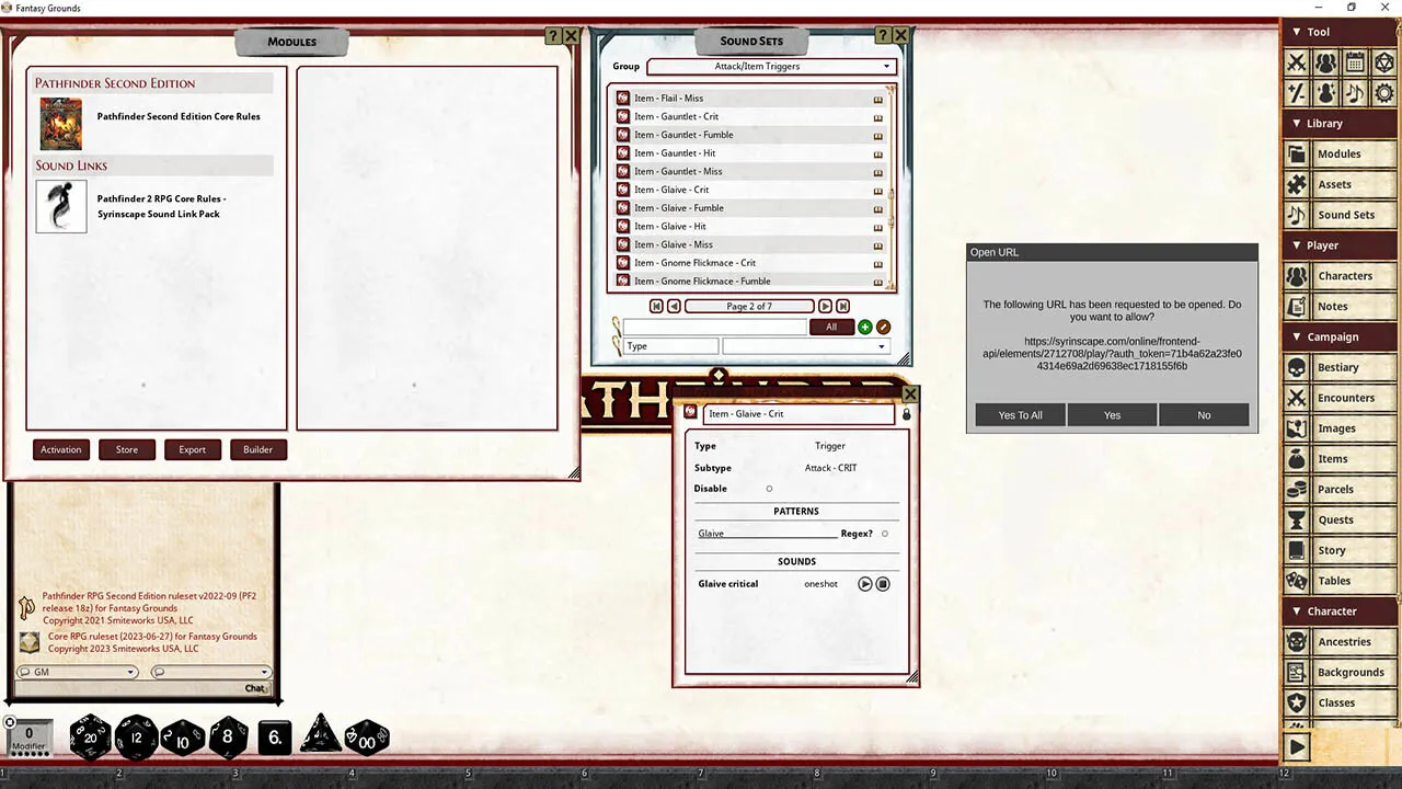 Fantasy Grounds - Pathfinder 2 RPG - Core Rules - Syrinscape Sound Link Pack Screenshot 0