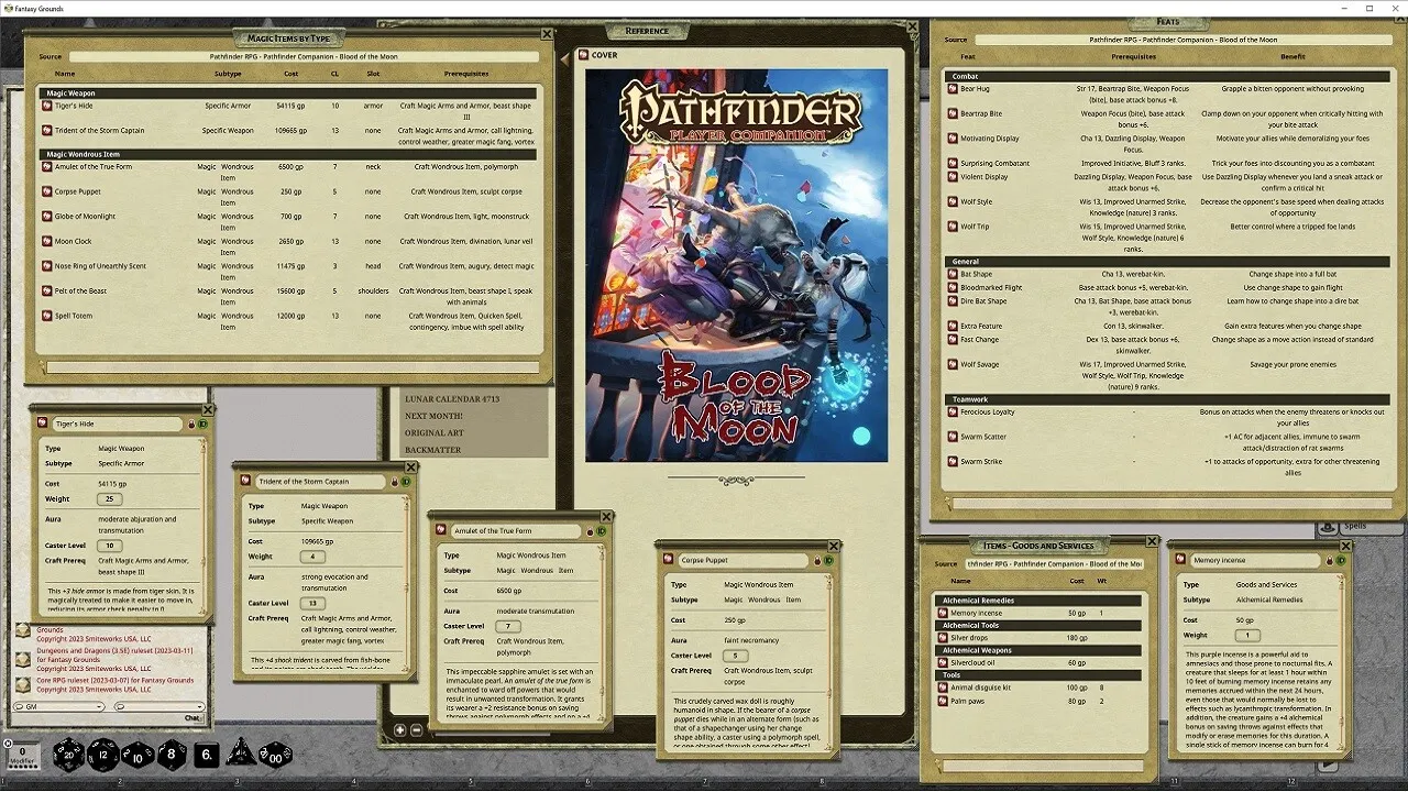 Fantasy Grounds - Pathfinder RPG - Pathfinder Companion: Blood of the Moon Screenshot 1