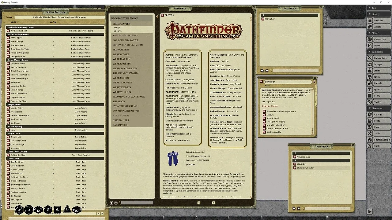 Fantasy Grounds - Pathfinder RPG - Pathfinder Companion: Blood of the Moon Screenshot 3